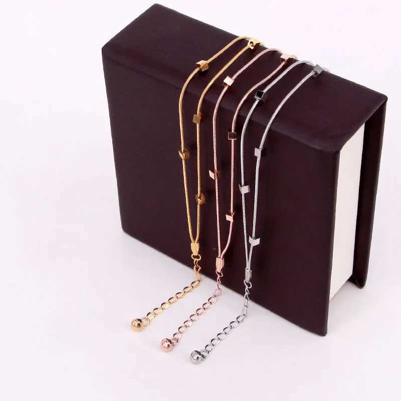 New Design Double Snake Bone Chain 6 Cubes Ankle Stainless Steel Gold Ankle Gift Jewelry Wholesale for Women and Girls W240815