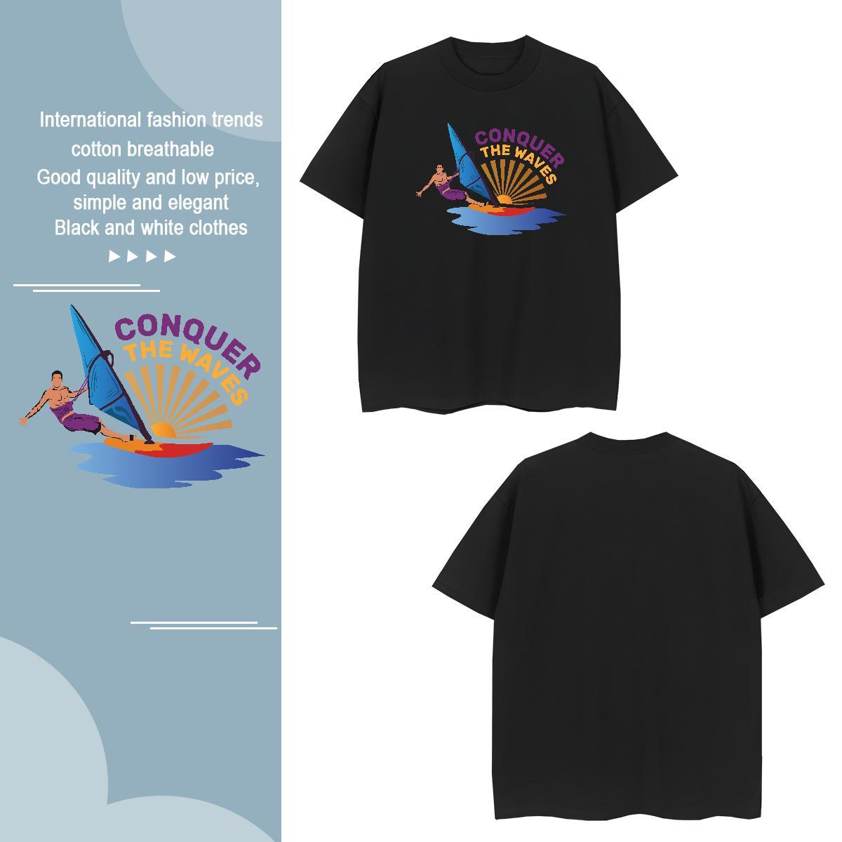 Cool skateboarding 100% Cotton 230g Couples T Shirts Daily Wear O Neck Short Sleeves T Shirts Men 2024 DIY White Plus Size Tee Shirt