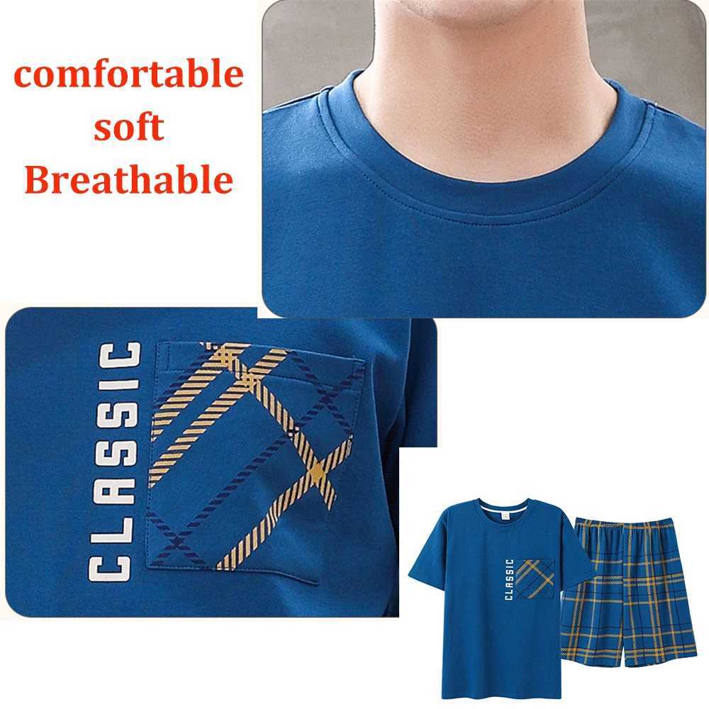 Trendyol Print Mens Plain Sleepwear Summer Cotton Thin Mens Sleepwear Hombre Set Tight Comfortable SleepwearW240719
