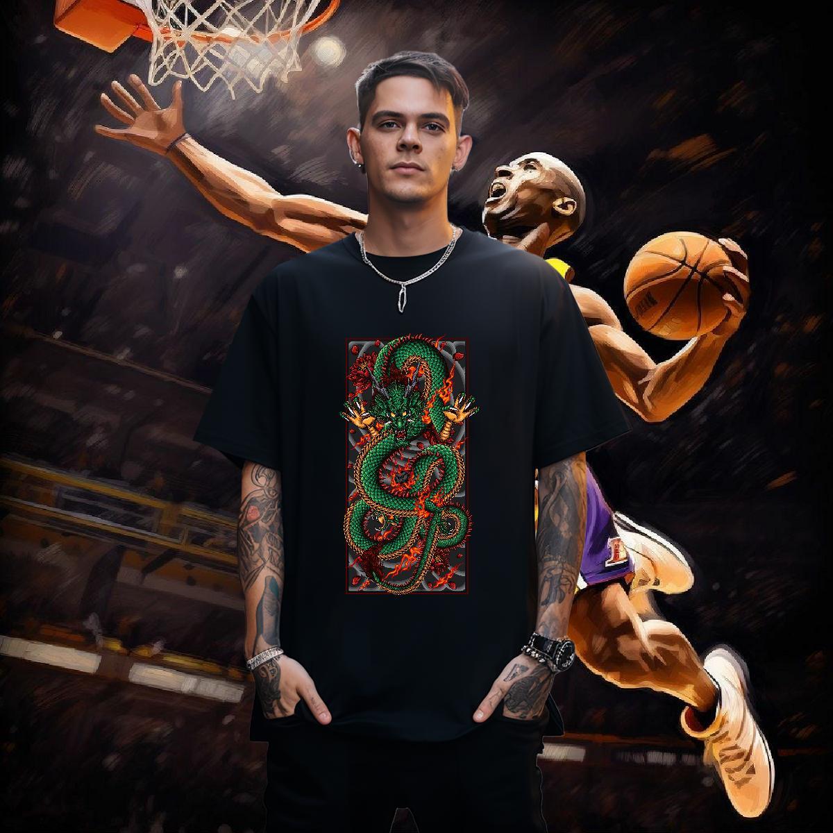 T shirt 230g Pure Cotton dragon Spring Summer Breathable Oversized 4XL Couples T Shirts Designer Brand Tops Tees
