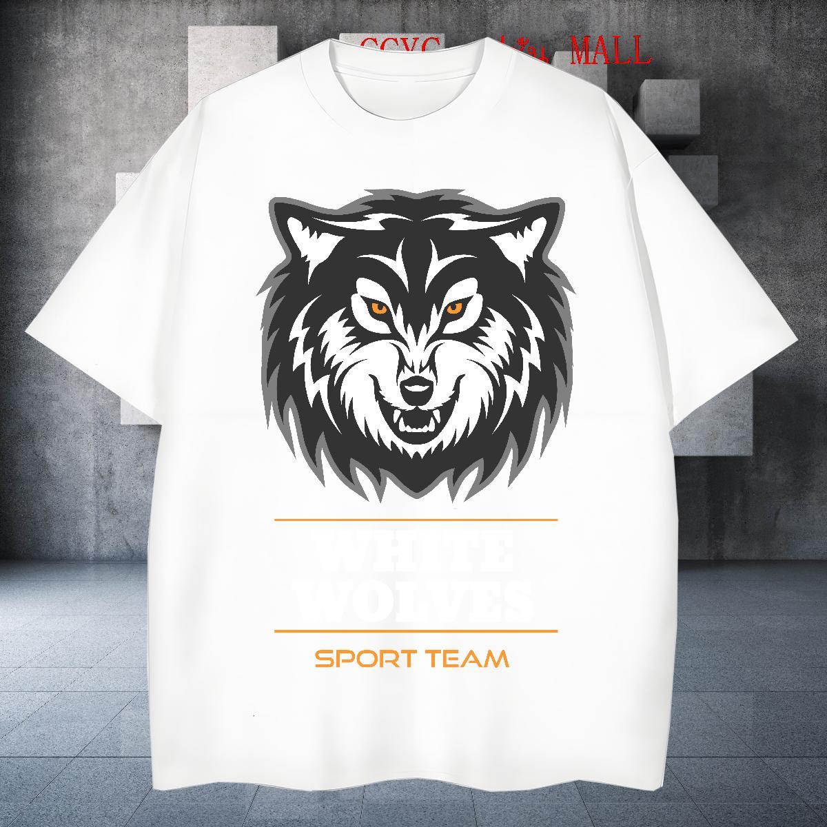Loose Mens T Shirts wolf Short Sleeve Soft Casual Daily Wear Asian Size 230g Pure Cotton Men Clothes T-Shirt 2024 Designer Top Tees