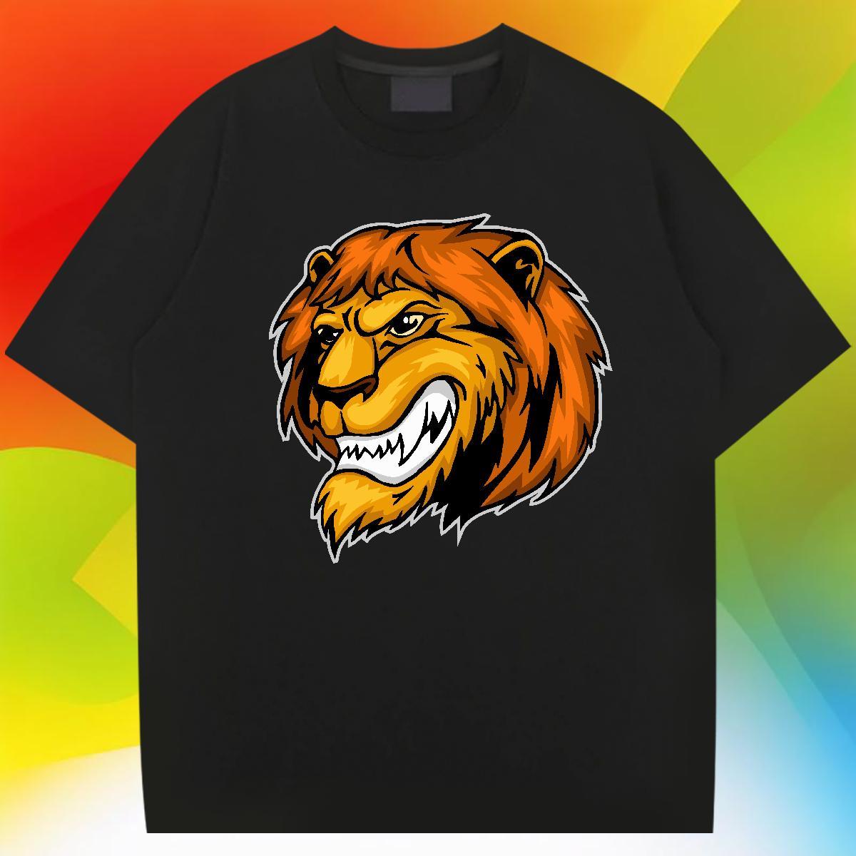 Cool Men Tshirts Sports Casual 100% Cotton 230g Oversized 4XL Breathable Crew Neck lion T Shirts Men DIY Customized Polos