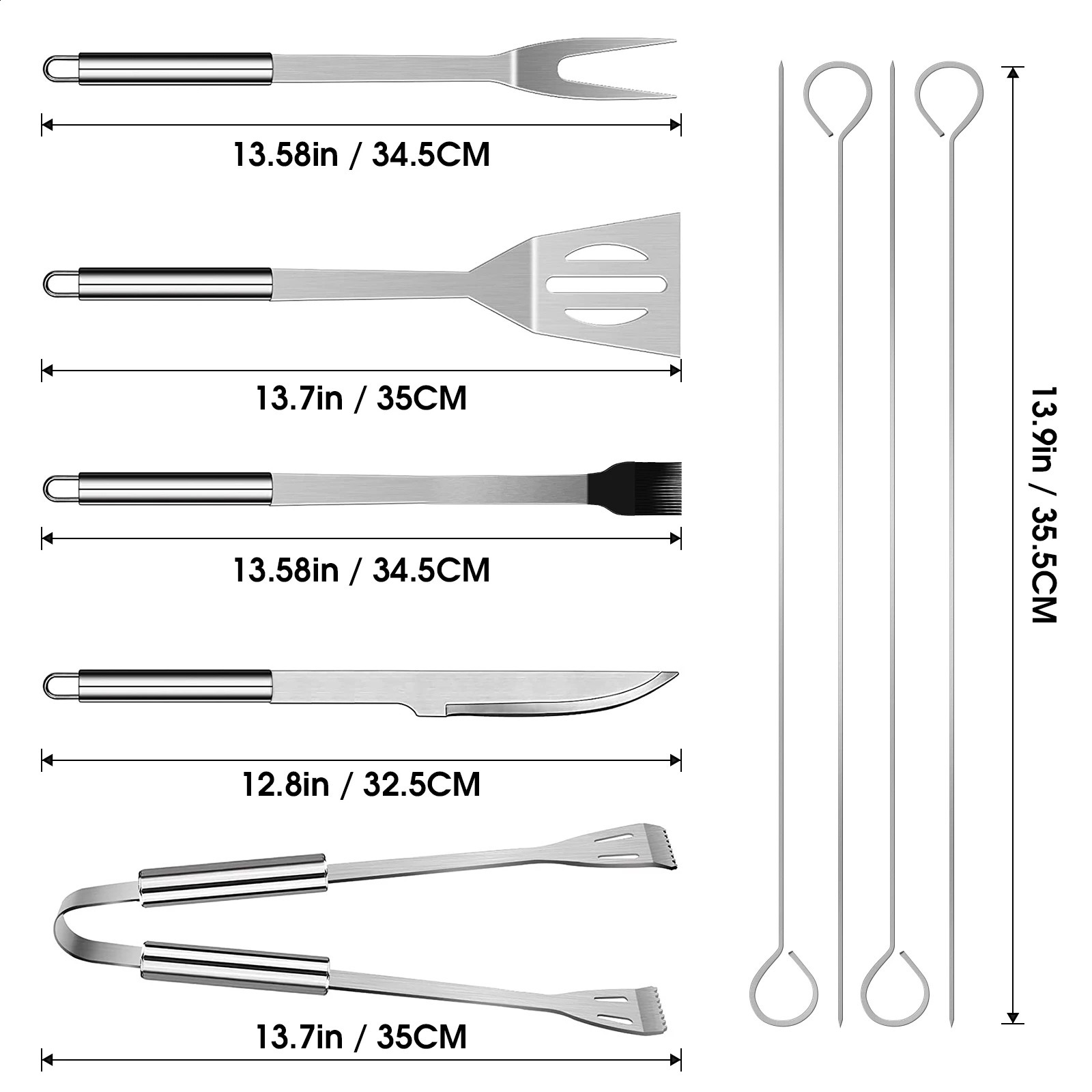 stainless steel grill set nine piece barbecue combination tool outdoor 240820