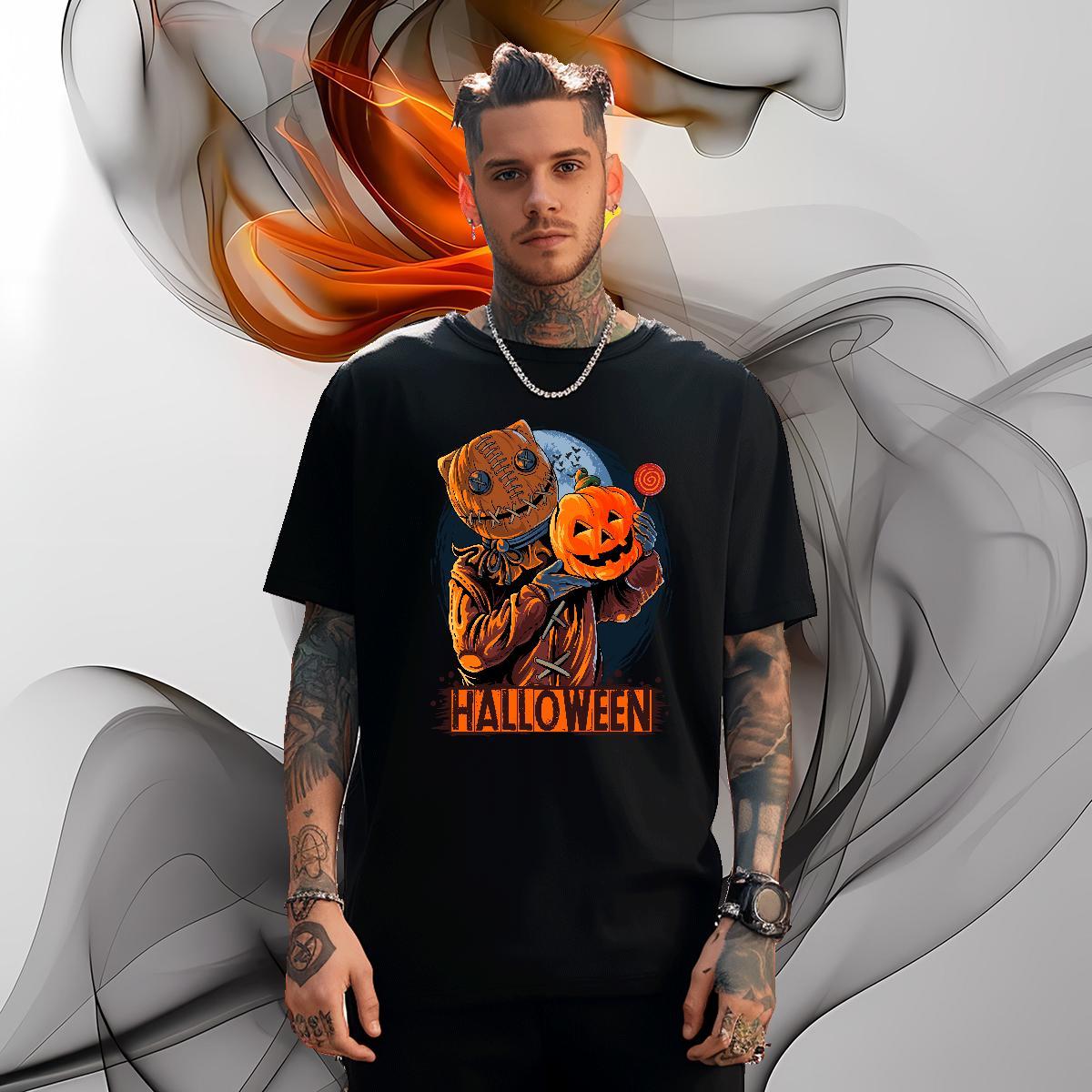 Popular Man T Shirts pumpkin O-Neck Short Sleeve Street Wear Skull 230g Pure Cotton Mens Tshirts Designer Tees