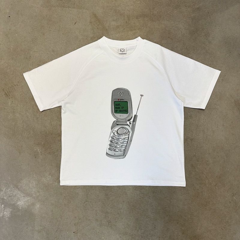 Vintage mobile phone print graphic t shirts y2k tops oversized gothic clothes harajuku retro streetwear goth men clothing 240819