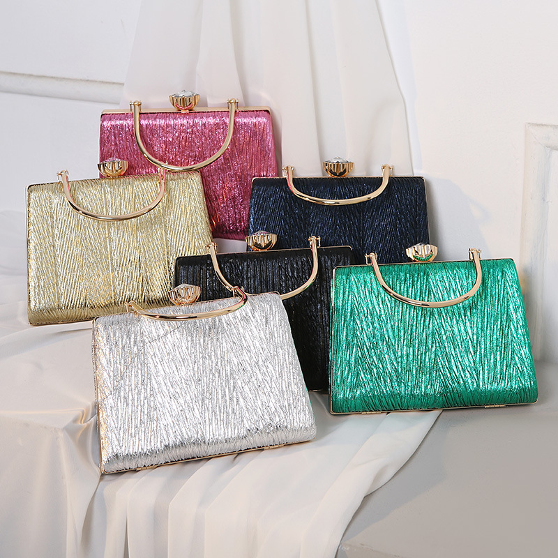 New Dinner with 100 Pleats Banquet Dress Women's Small Square Fashion Handheld Bag