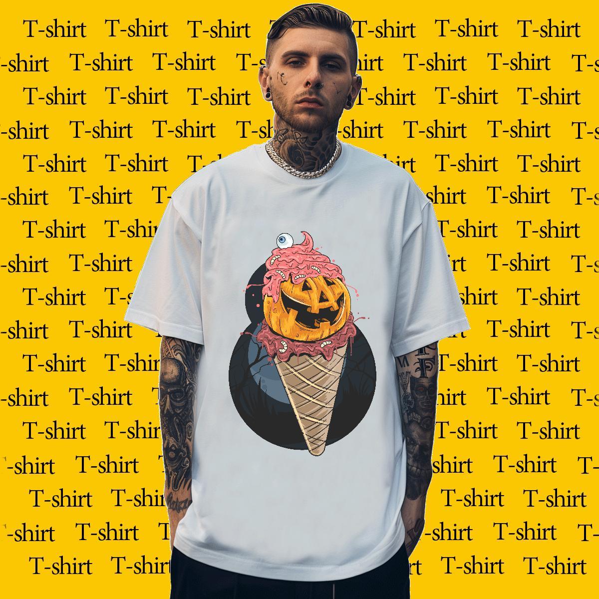 Designer T-Shirts for Men ice-cream Breathable Short Sleeve Hip Hop Street Oversized 3XL 4XL 100% Cotton 230g Men Tshirts 2024 Summer Clothings