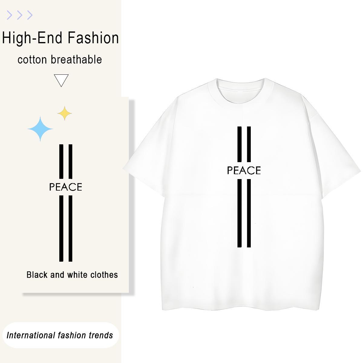 Loose Fit letter 230g 100% Cotton Men Tshirts Daily Outfit Breathable Short Sleeve T Shirts Men 2024 New Anime Tee Shirt