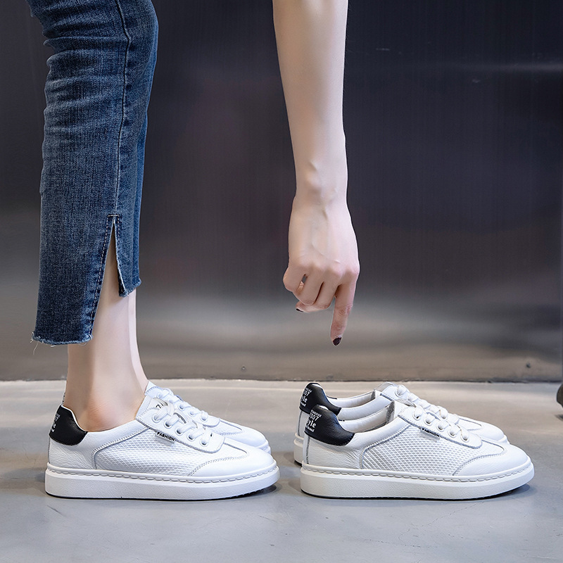 Ddmysports Top Layer Cowhide New Autumn Sports Shallow Mouth Casual Single Flat Genuine Leather Small White Shoes Women S OUTDOOR