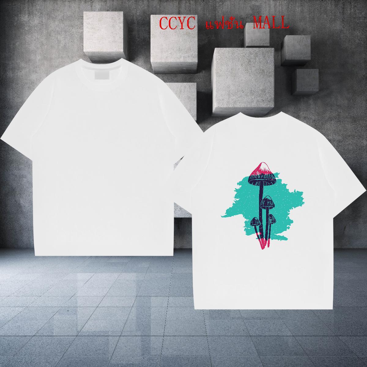 Customized Mens Tshirts mushroom Casual Beach 100% Cotton 230g Tops Shirt Breathable Comfortable Man T Shirts Custom Print Oversized