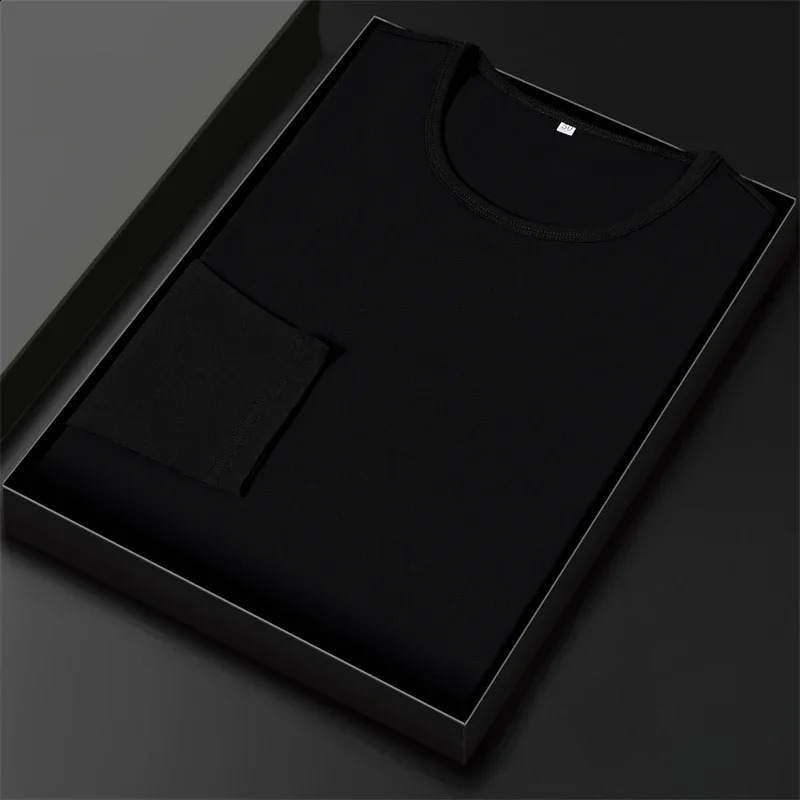 Mens Cotton Round Neck Long Sleeved T-shirt Summer Comfortable Top 240820