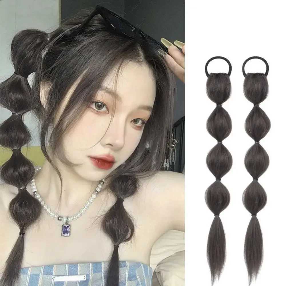 Female Bubble Plaque Synthetic Wig Double Ponytail Hair Extension Sweet Cold Simulated Hair Natural Temperature Artificial Wig W240817