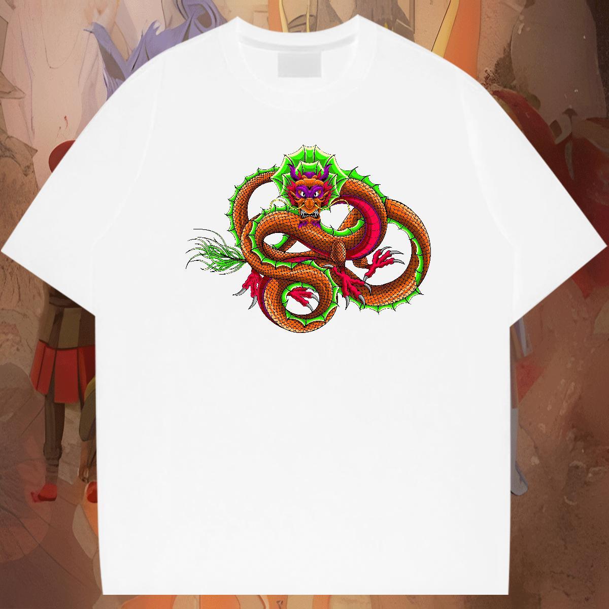 Free Shipping Tshirts Anime Printing Street 230g 100% Cotton Oversized Breathable Short Sleeve dragon Man T Shirts Classic Casual Tees