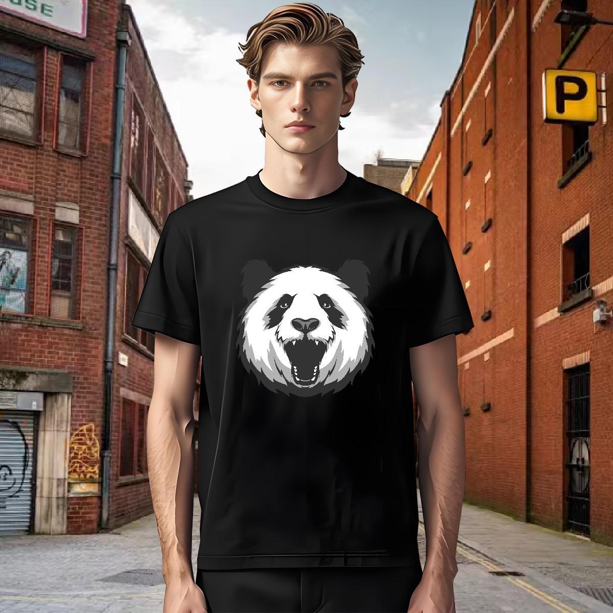 Men T Shirts 230g Pure Cotton panda Street Wear Breathable Soft Anime Print Men Clothes T-Shirt 2024 Designer Cool Design Top Tees