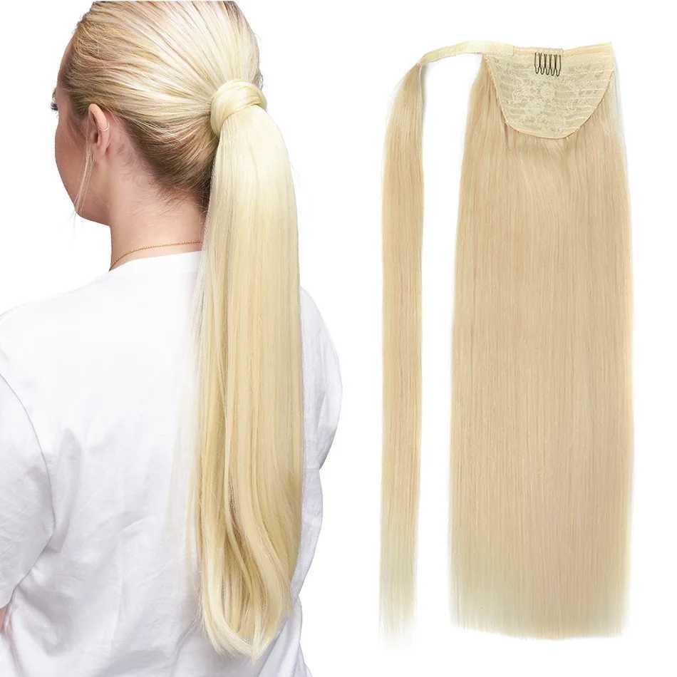 BHF artificial ponytail straight hair Russian machine Remy ponytail extension 2# dark brown 613# blonde 120g 24 inch clip on wig W240817