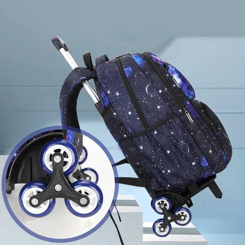 School Bags with wheels Rolling Backpack for boy Kids Student Wheeled Backpack Trolley Book Bag Travel Trolley backpack Luggage Y240820