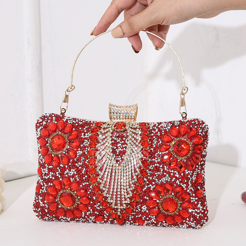 New Diamond Embedding Dinner Banquet Dress Crossbody Square Handheld Women's Small Bag