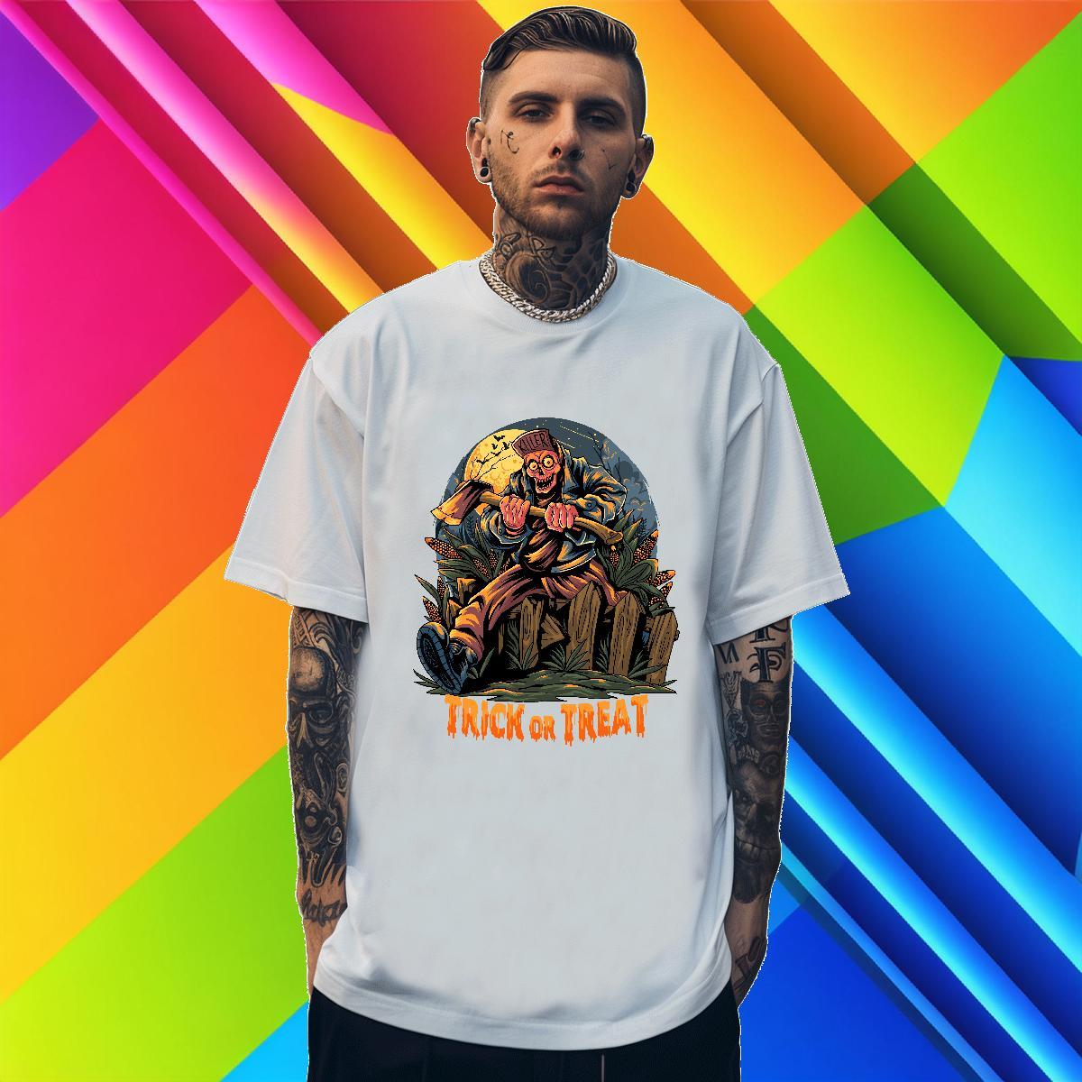 Unisex T Shirts Men halloween O Neck Short Sleeves Anime Printing Street Customized 230g Pure Cotton Tshirts 2024 DIY Top Tees