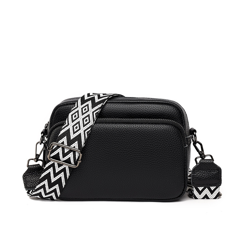 Head layer cowhide for women's 2023 new fashionable and simple lychee pattern shoulder with textured leather crossbody small square bag