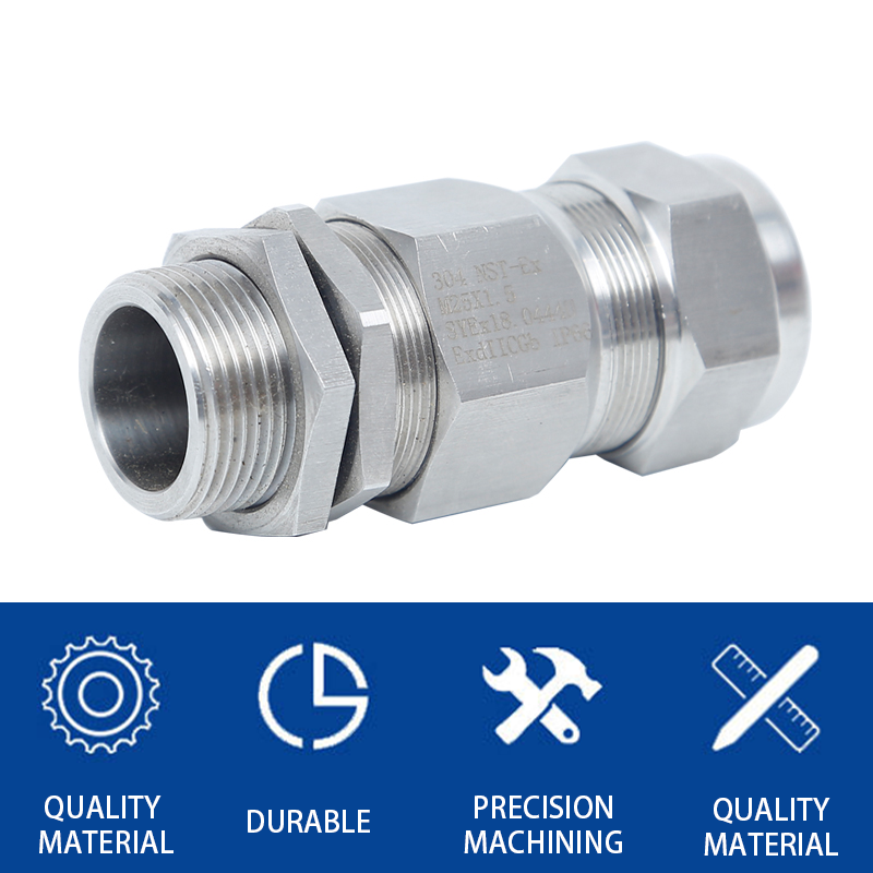 Stainless steel joint Single sealed armored gland head 304 stainless steel explosion-proof stuffing box gland waterproof cable clamping sealing joint 