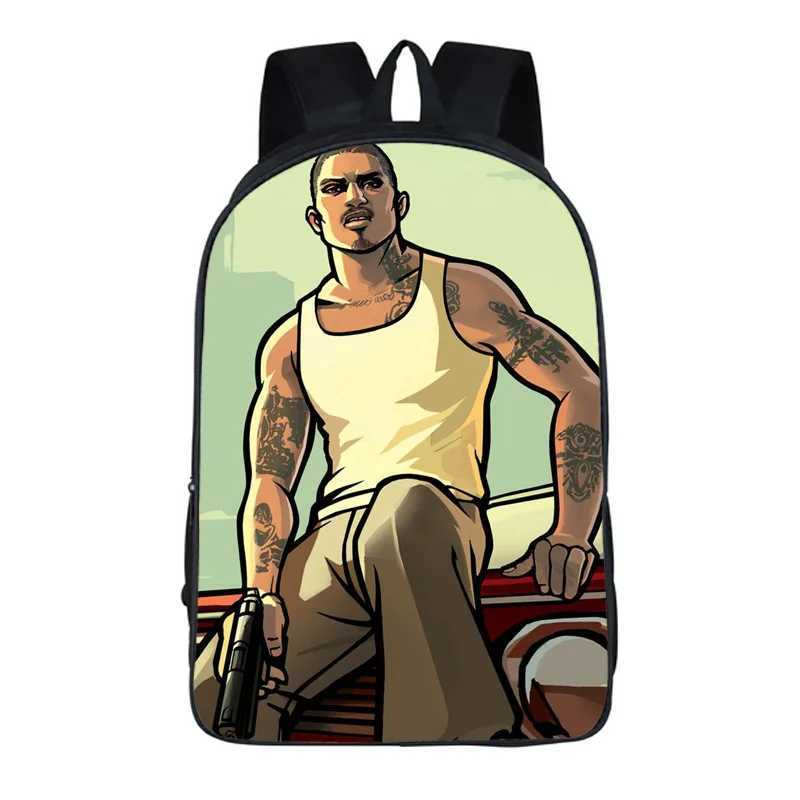 Cartoon Grand Theft Auto GTA5 3D Backpack School Bag Book Bag Zipper Messenger Children Boys Girls Students School Gift Y240820
