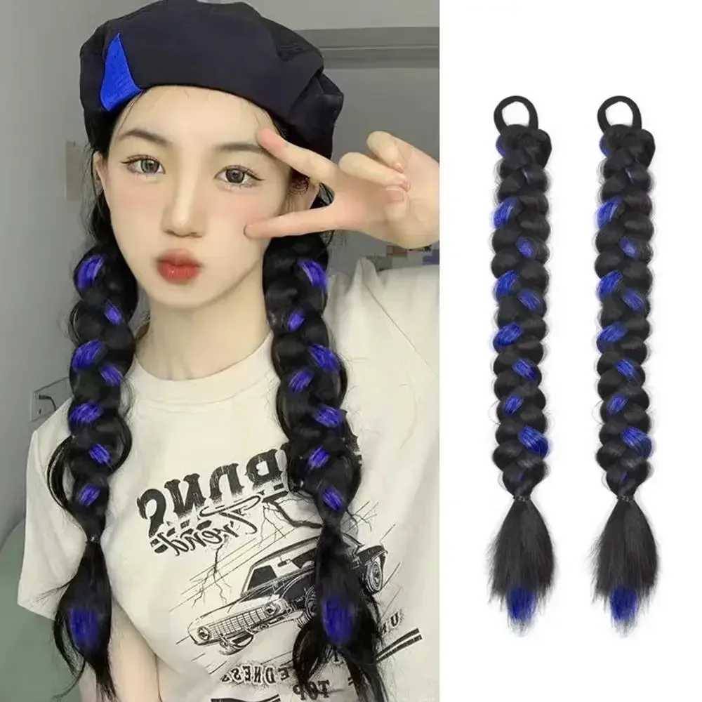1 piece of Y2K braided high gloss ponytail suitable for cool girls female hair extension accessory 45cm W240817