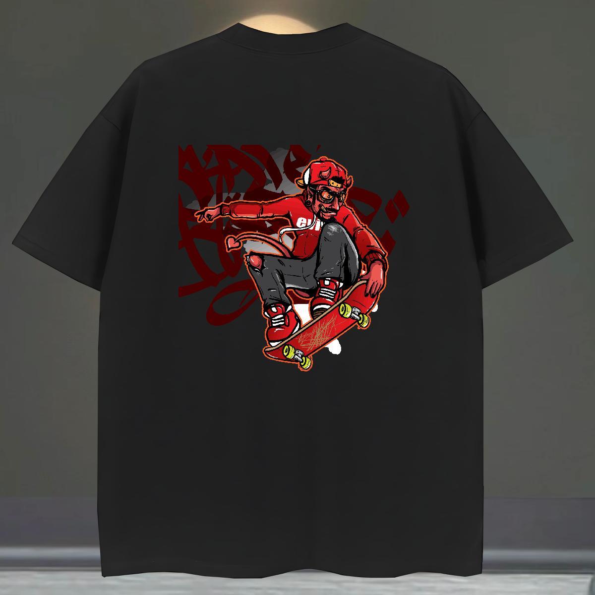 Unisex Mens Tshirts Sports Casual 230g Cotton Black Oversized Round Neck Short Sleeve skateboarding T-Shirts for Men 2024 New Polos