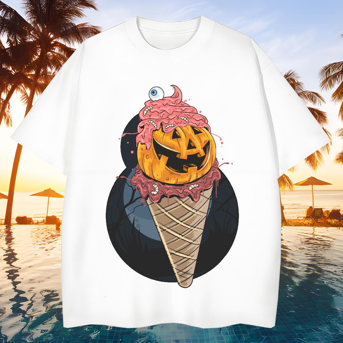 Designer T shirt pumpkin Short Sleeve O-Neck Daily Outfit DIY Printed 230g Cotton Men Clothes T-Shirt Fashion Clothings
