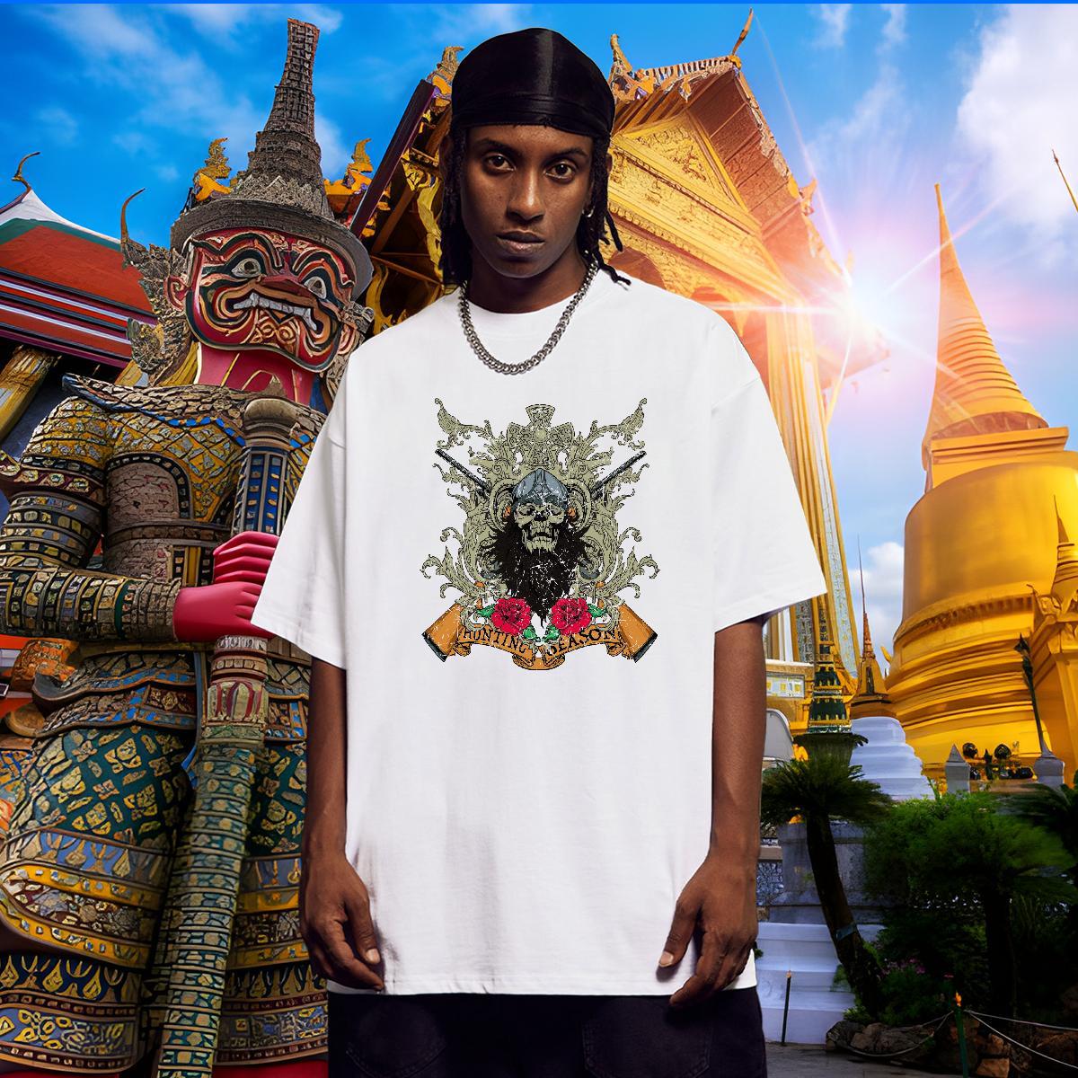 Comfortable Men T Shirts flower Breathable Short Sleeve Daily Wear Oversized 3XL 4XL 230g Pure Cotton Men Clothes T-Shirt 2024 DIY Tees Shirts