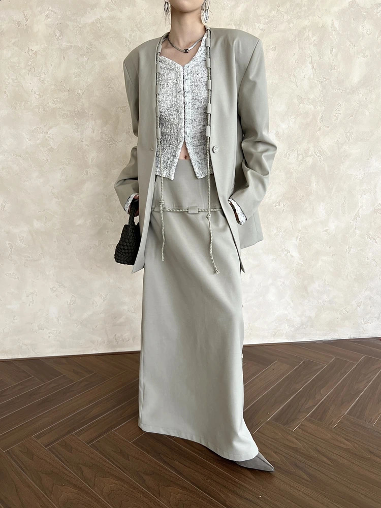 Womens Vneck long sleeved office womens loose jacket spring item 26D8744 240819