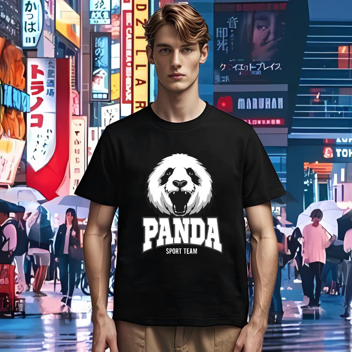 New Tshirts panda Hip Hop 230g 100% Cotton Top Tees Short Sleeve O-Neck TOP Quality Mens T Shirts DIY Printed
