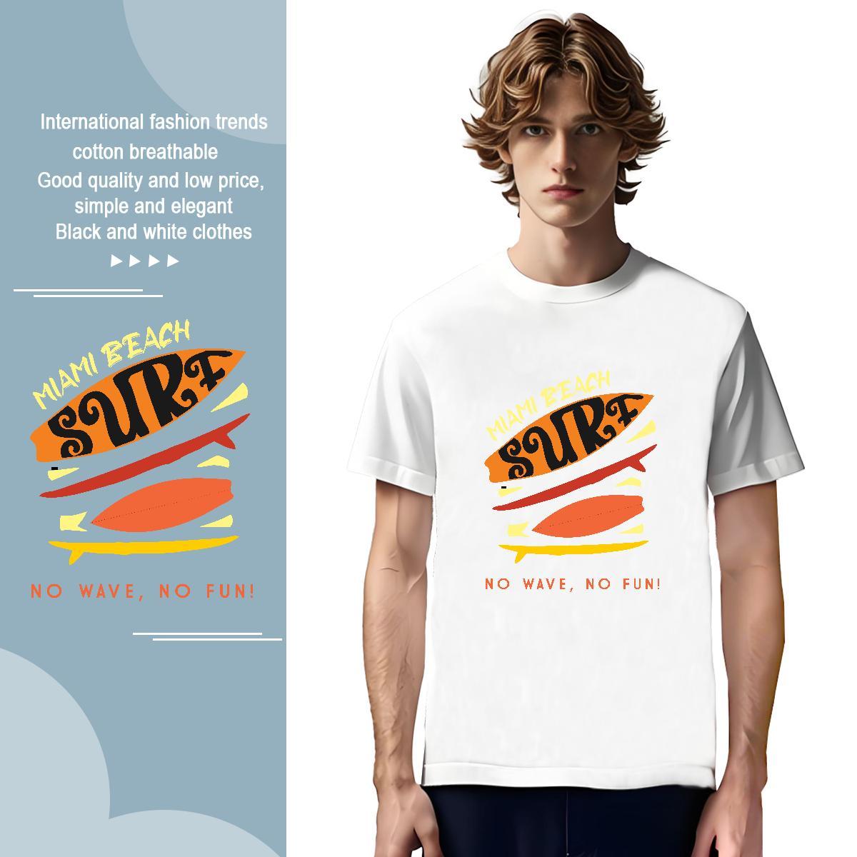 High Quality wave 230g Pure Cotton Men Tees Casual O Neck Short Sleeves T shirt Fashion New Oversized 4XL Tops Tees