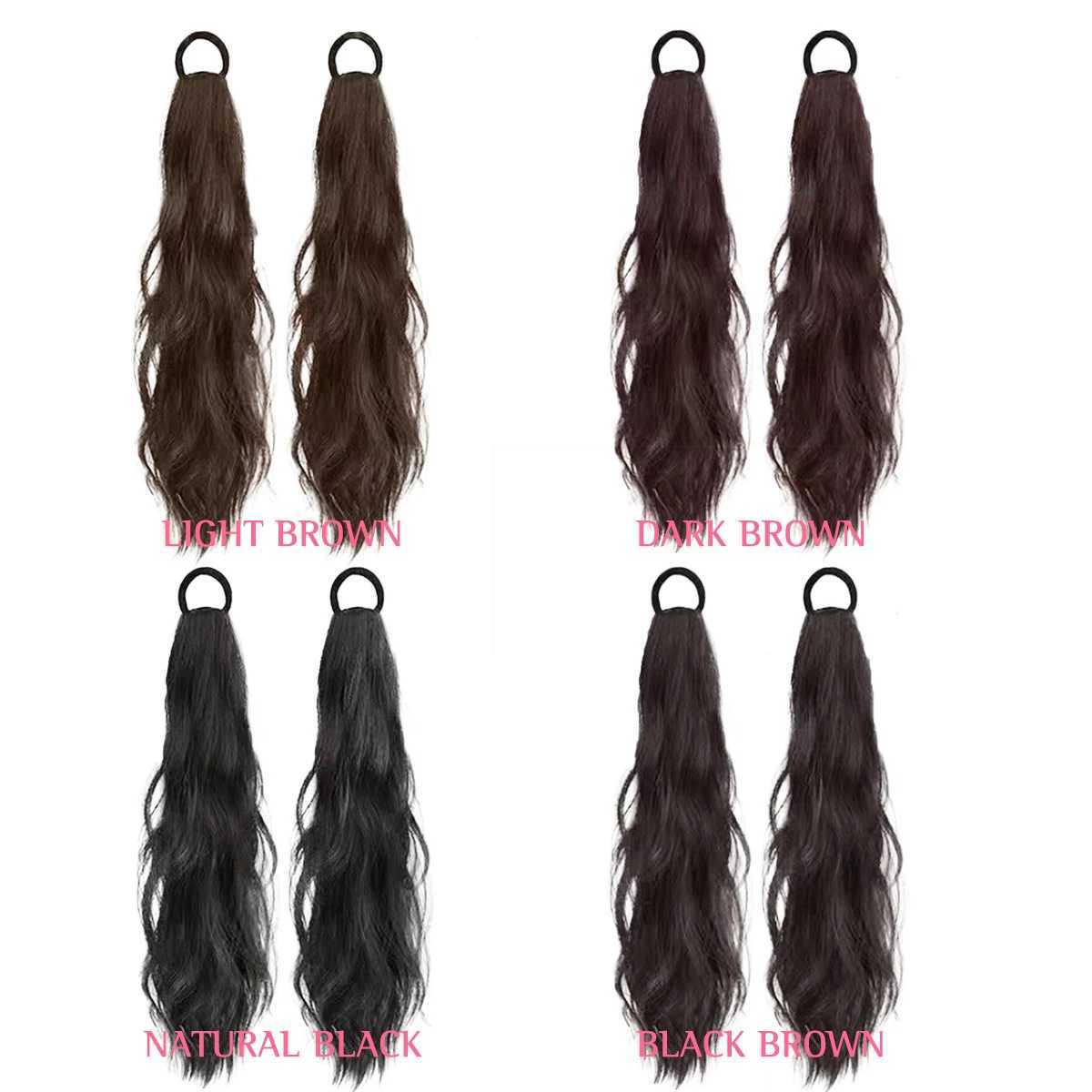 Synthetic rubber strap with ponytail wig female double ponytail cute shape high ponytail naturally curly long curly hair W240817