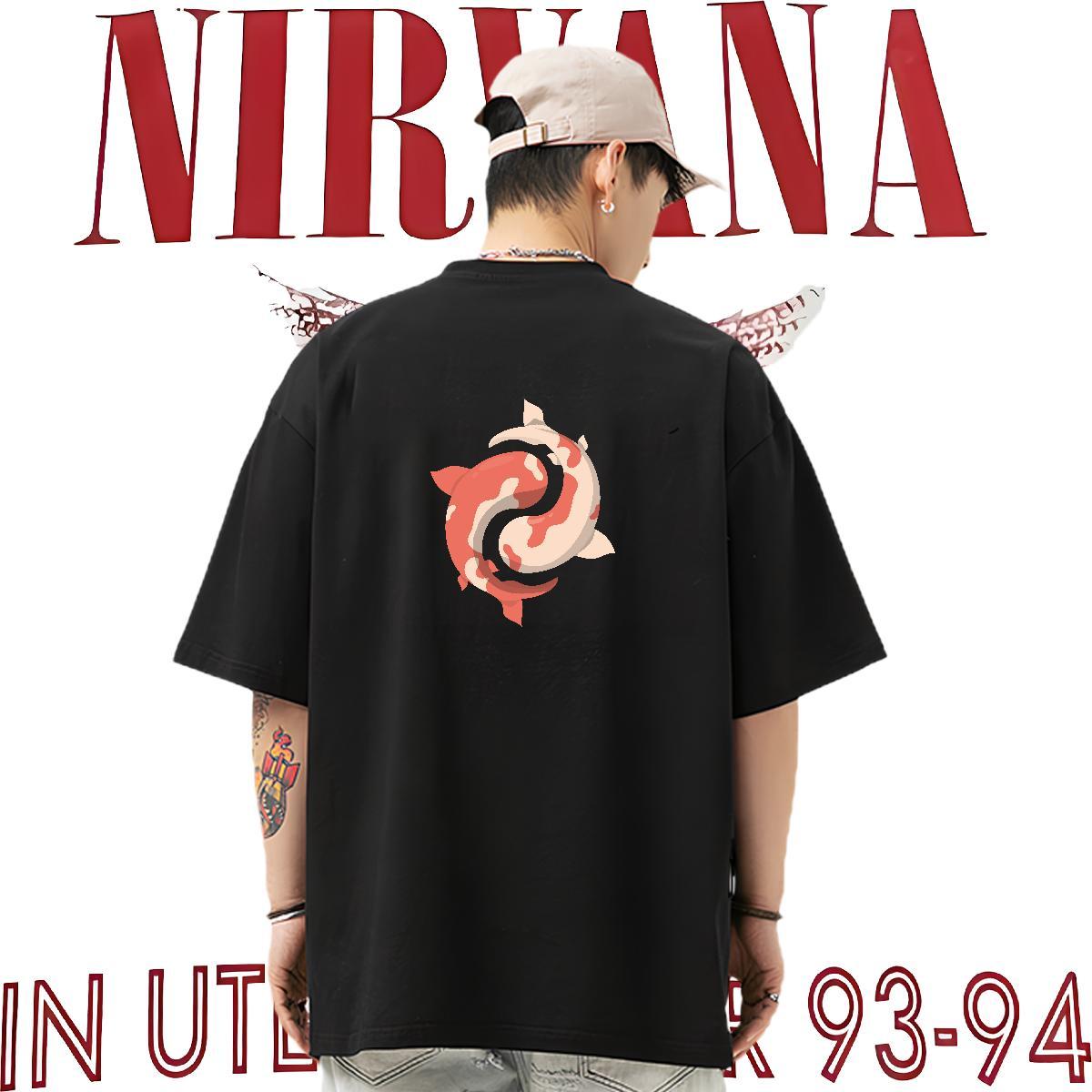 2024 DIY Men Clothes T-Shirt fish Beach 100% Cotton 230g Clothings Breathable Crew Neck Popular Mens T Shirts Plus Size Cartoon