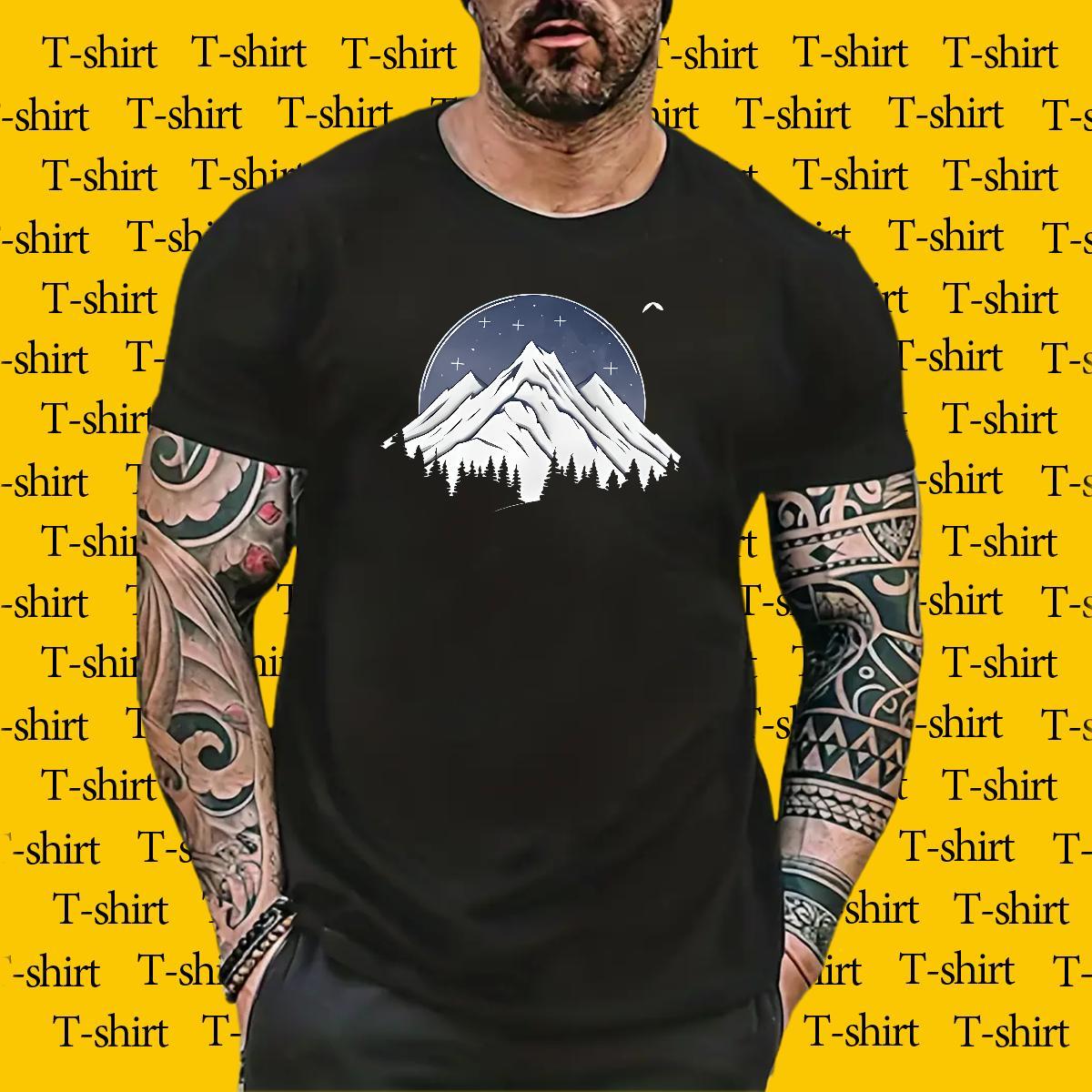 Cool Tshirt for Man Woman Street Casual 230g Pure Cotton Asian Size Crew Neck Breathable mountains Men T Shirts 2024 Designer Tees Shirts