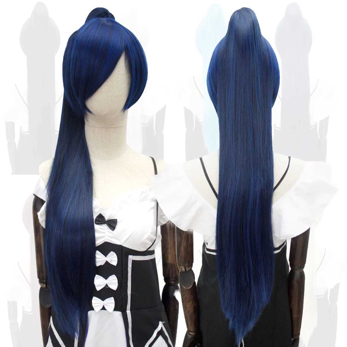 DIFEI synthesis 80CM long straight ponytail clip cosplay wig high-temperature fiber optic wig anime party ponytail party wig W240817