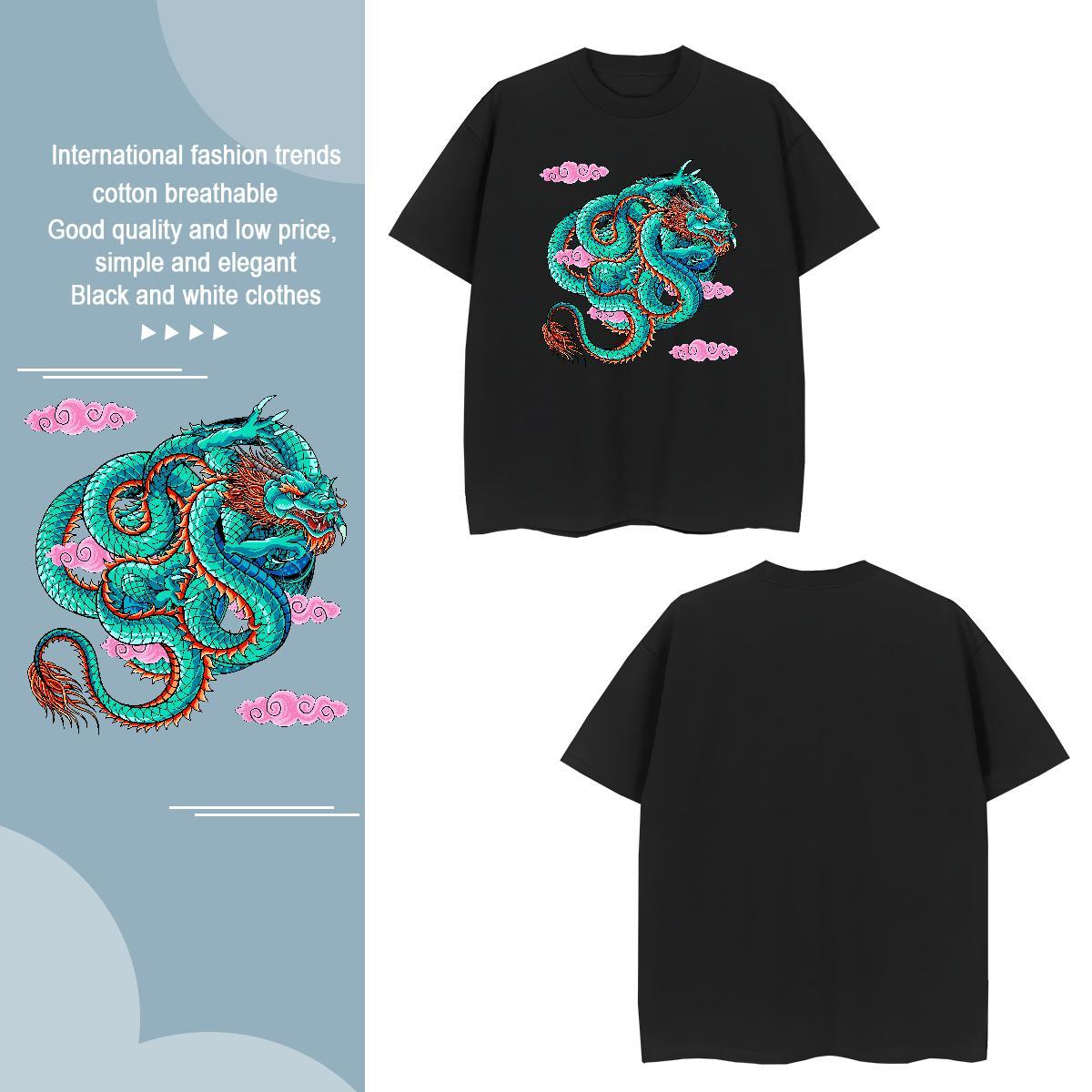T-Shirts for Men 230g Cotton dragon Summer Casual Short Sleeve Soft Customized Men Tees Designer Fashion High Quality Tshirts