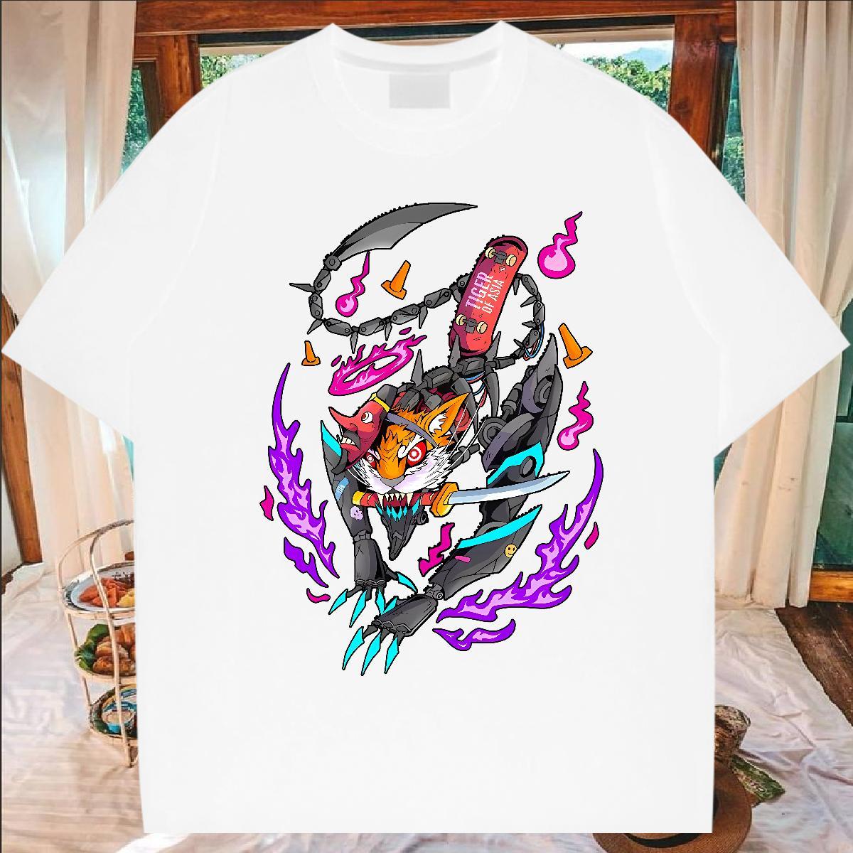 Fashion New cartoon Tshirt for Man Woman 230g Cotton Mens T Shirts Anime Print Street Wear Crew Neck Breathable Comfortable Polos
