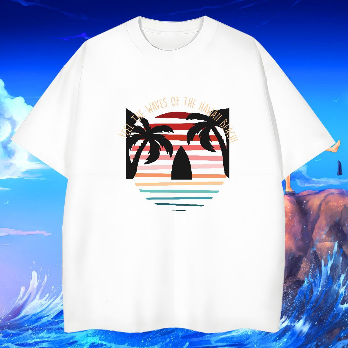 Wholesale Men Tops Tees Spring Summer 230g Pure Cotton DIY Anime Breathable Short Sleeve wave Men T Shirts Stylist Tees Shirts