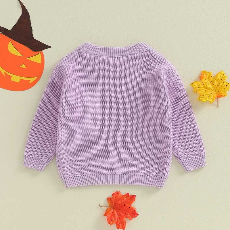 Citgeett Autumn Halloween Kids Baby Girl Sweater Letters Embroidery Warm Knitted Long Sleeve Pullover Knitwear ClothesXJ240819