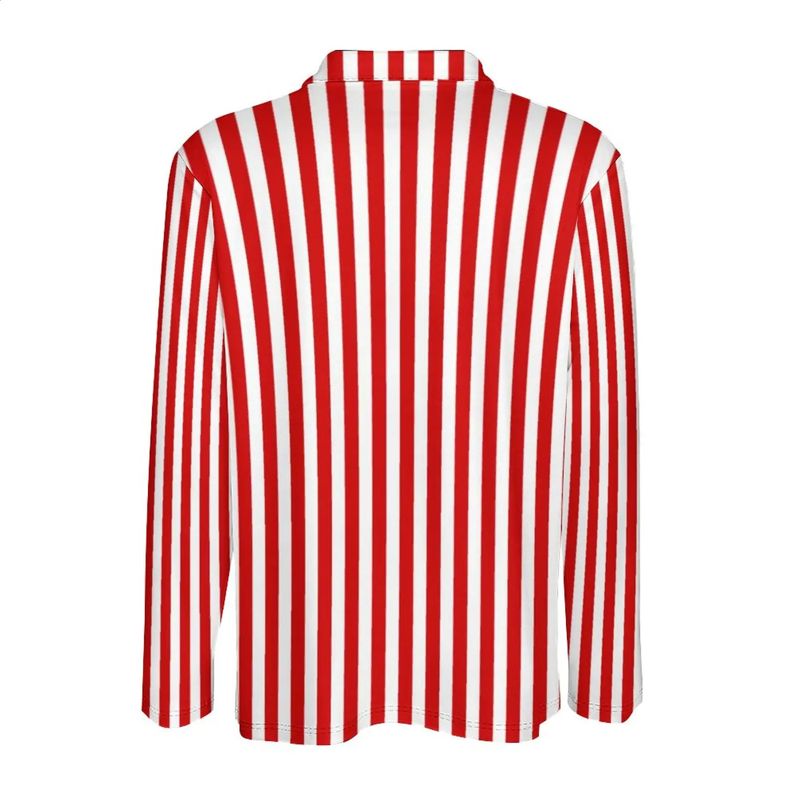 Candy Stripes Casual Polo Shirt Red and White Stripe T-Shirts Long Sleeve n Shirt Autumn Vintage Oversized Tops Gift Idea 240820