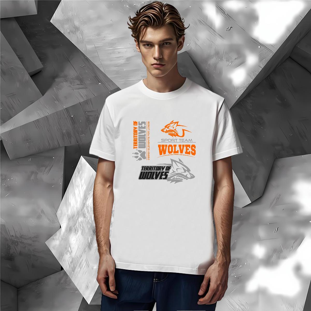 T-Shirts for Men 230g Pure Cotton wolf Street Wear Crew Neck Graphic Tshirt for Man Woman DIY Wholesale Tee Shirt