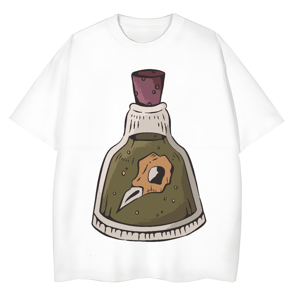 Casual New Tshirts bottle Street 100% Cotton 230g Wear Breathable Crew Neck Loose Fit Men T Shirts Customized