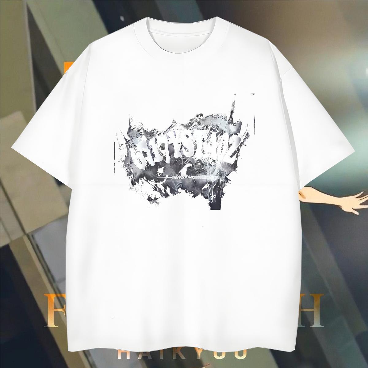 TOP Quality letter 230g Pure Cotton Tshirts Street Crew Neck T-Shirts Fashion Custom Anime Top Tees