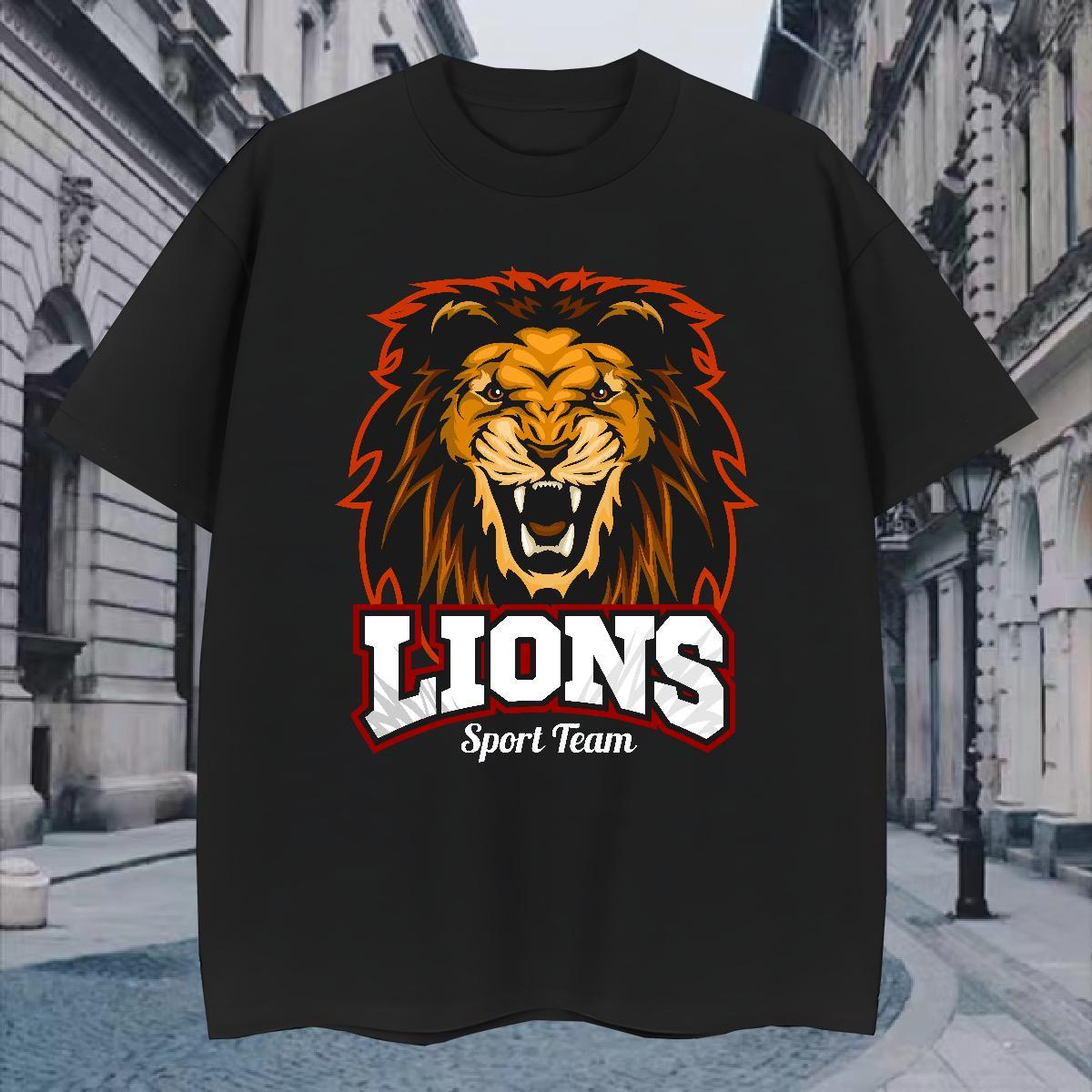 T shirt 230g 100% Cotton lion Summer Casual Crew Neck Breathable Customized Print Mens Tshirts Fashion New Free Shipping Wear