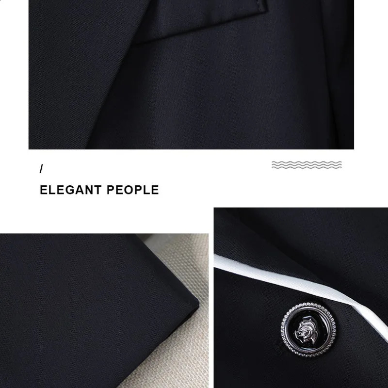 y white womens jacket slim fit set fashionable temperature formal elegant workwear Western style 240819