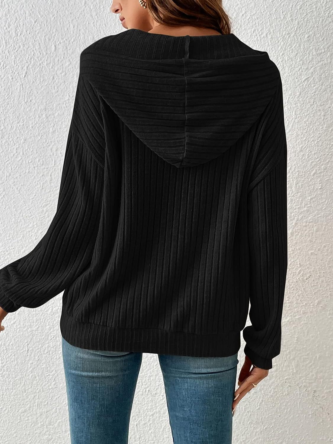 Fashionable Women's Autumn & Winter Knit Hoodie with Stand Up Collar - Loose Fit Top