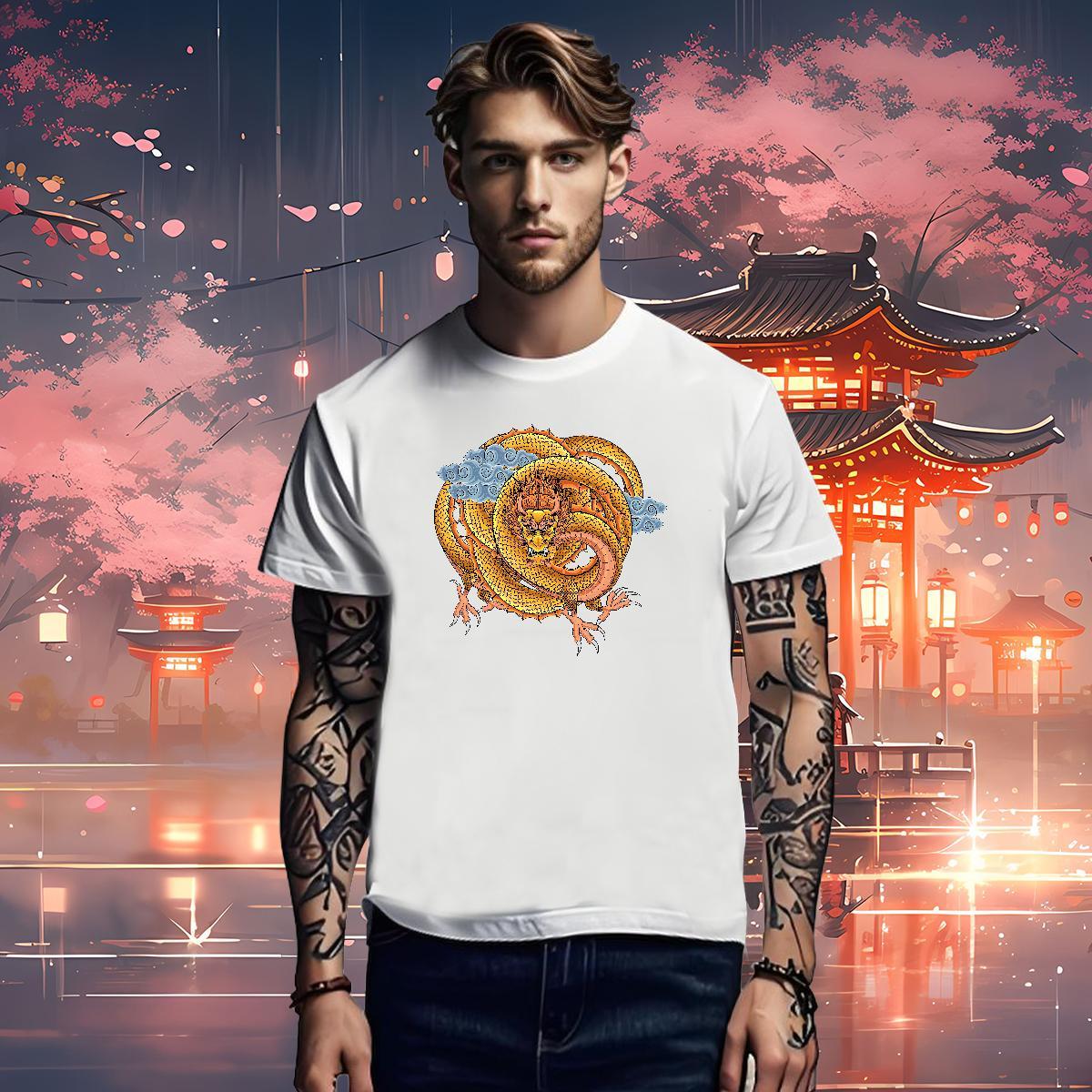 T-Shirts for Men 230g 100% Cotton dragon Street Casual Breathable Crew Neck DIY Logo Oversized Mens Tshirts New Designer Loose Fit Tops Shirt