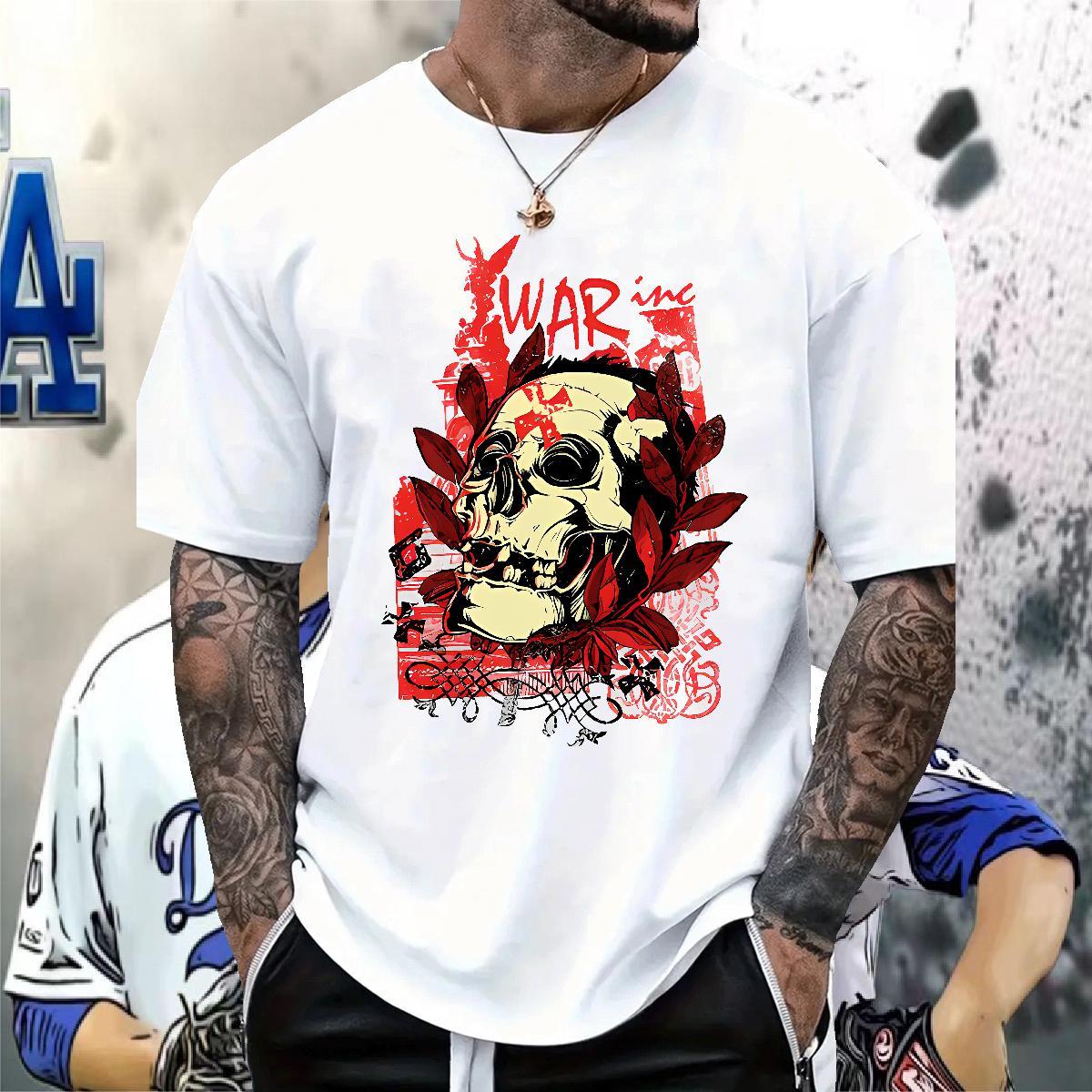 2024 DIY scary Men Tops Tees 230g 100% Cotton Mens T Shirts Customized Anime Printing Street Breathable High Quality Top Tees