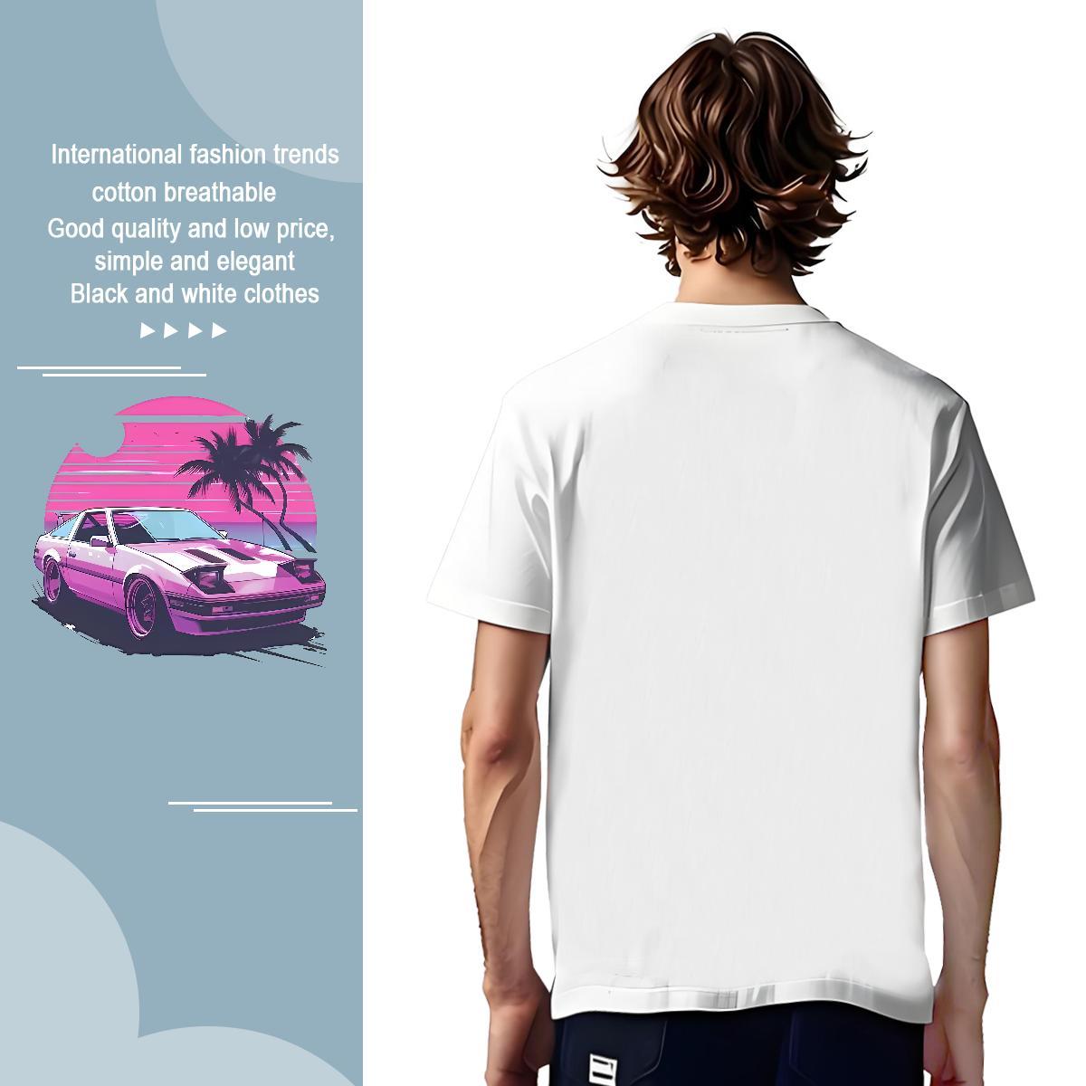 Comfortable beach 230g 100% Cotton Men Clothes T-Shirt Street Casual Breathable Crew Neck Men T Shirts New Designer Black White Top Tees